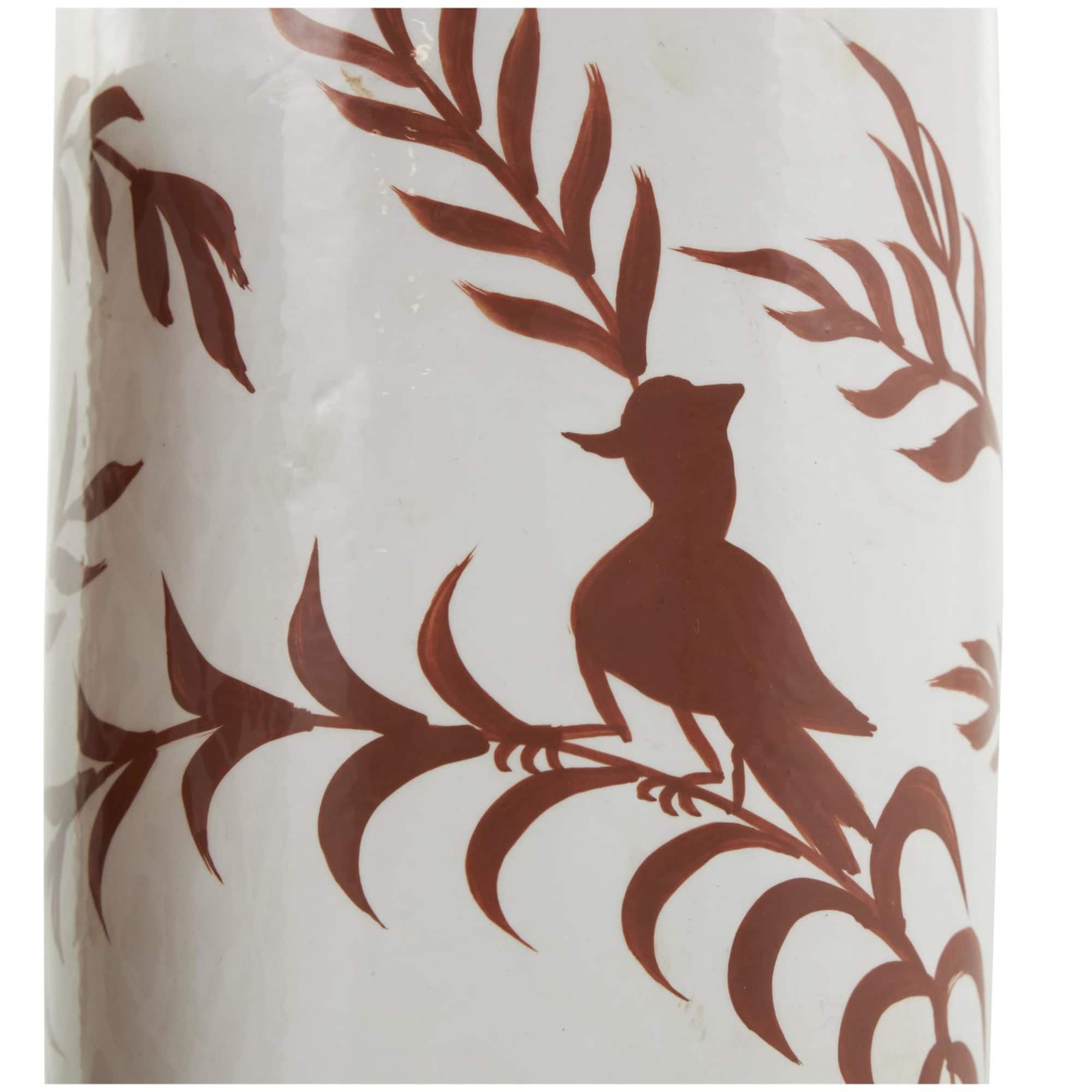 Cream & Brown Ceramic Floral Canister Set with Lids